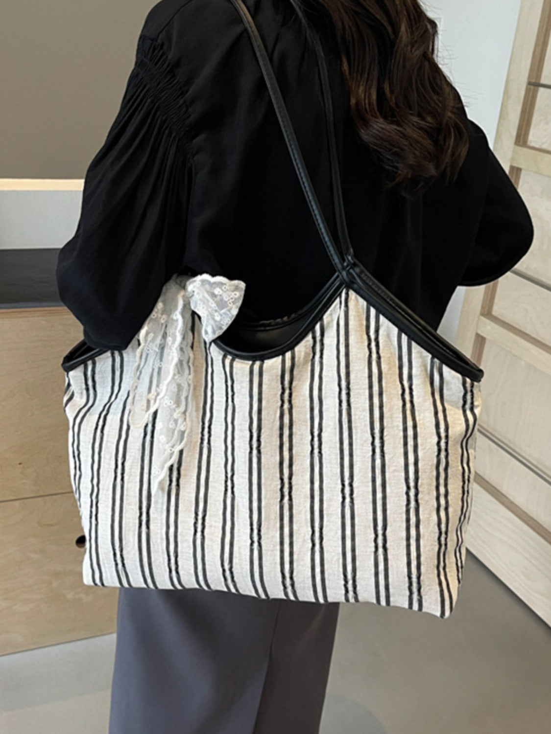 Womens Striped Tote Bag